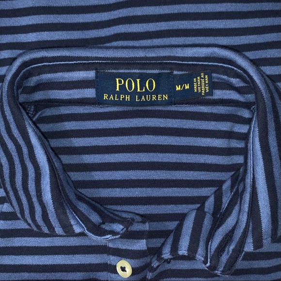 Polo Ralph Lauren Men’s Blue Stripe Polo Size M - Picture 2 of 7